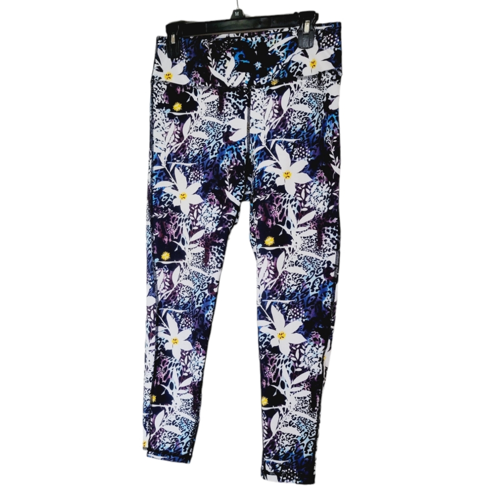 Floral Print Leggings in Blue & Purple